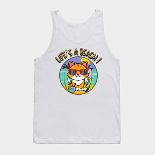 Cute orange cat Goes to the beach Tank Top